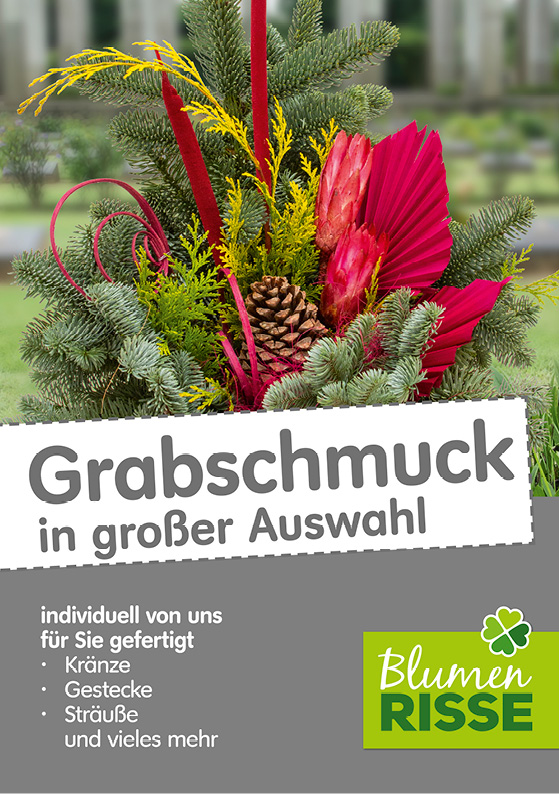 Blumen-Risse, Aktuelles, Allerheiligen, Rot, Gruen, Braun, Grabschmuck, Kraenze, Gestecke, Straeusse, Grosse-Auswahl-in-allen-Filialen