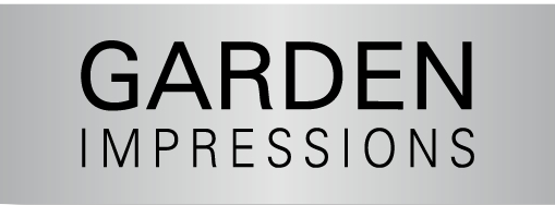 Blumen Risse, Markenwelt, Markenlogo, Garden Impressions, Schrift Schwarz, Hintergrund, Silber