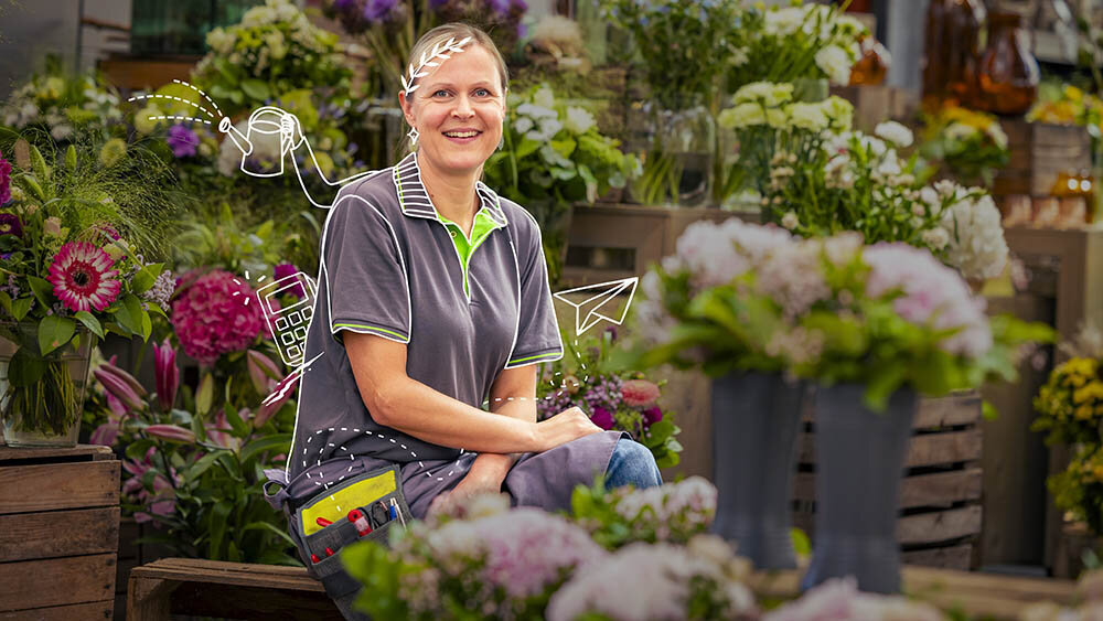 Blumen-Risse, Karriere, Florist, Floristin, Grau, Gruen, Mitarbeiter, Arbeiten-bei-Blumen-Risse