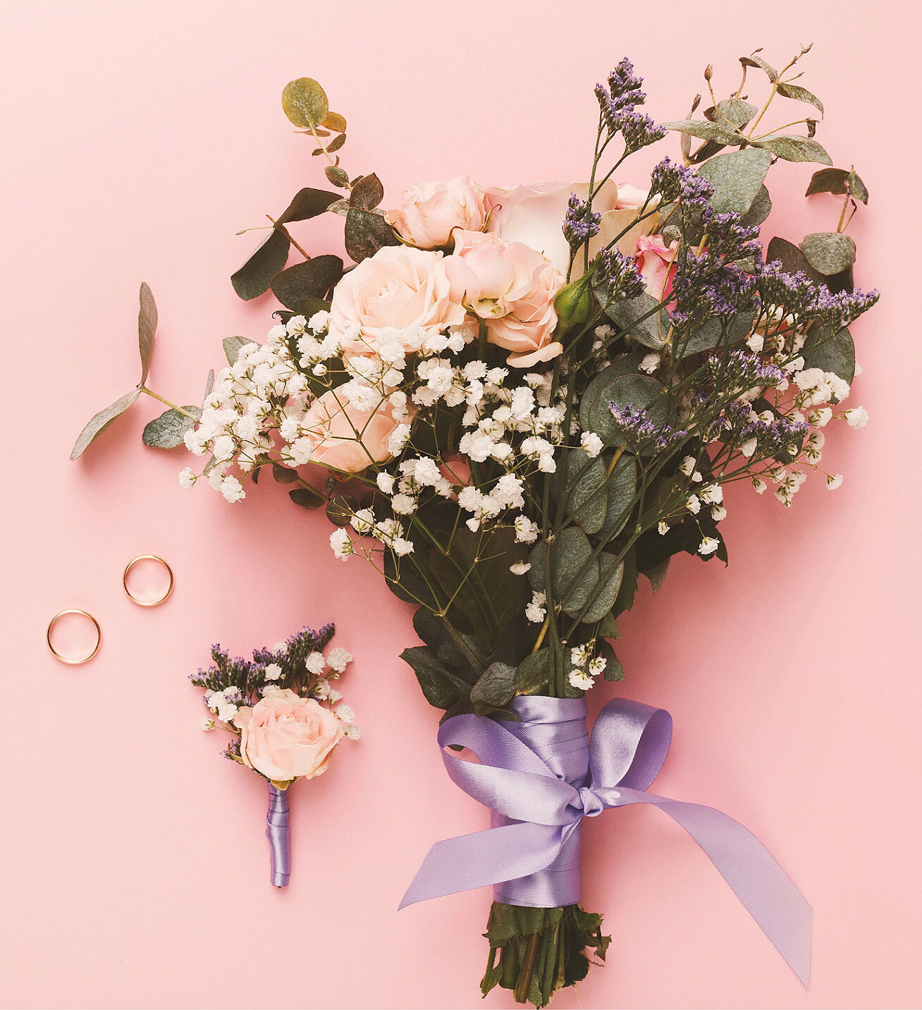 Blumen-Risse, Sortiment, Blumen, Floristik, Hochzeit, Blumenstrauss, Rosa, Lila, Gruen