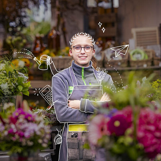 Blumen-Risse, Karriere, Ausbildung, Florist, Gruen, Grau, Rosa, Pink, Azubi, Blumen, Zimmerpflanzen, verkaufen, Pflegen, Beraten, binden, Arbeiten-bei-Blumen-Risse